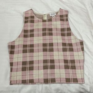 Y2K cropped knit plaid top